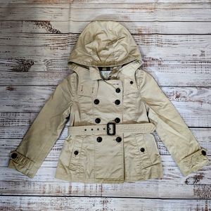 Authentic Burberry Girls Hooded Pea Coat Size 6Y